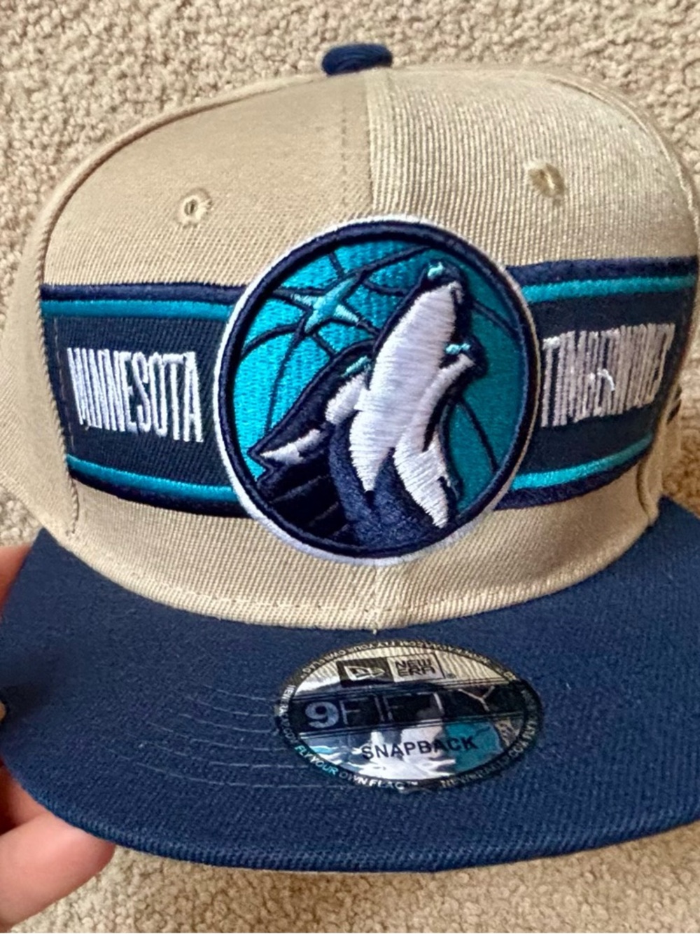 New Era Minnesota Timberwolves Tan, Teal & Navy Snapback